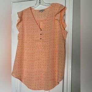 Loft petite large orange blouse. 22” armpit to armpit. 15” in length.